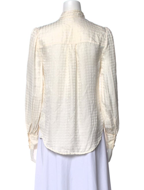 Veronica Beard Silk Houndstooth Print Button-Up Top