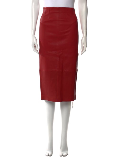 Veronica Beard Lamb Leather Knee-Length Skirt