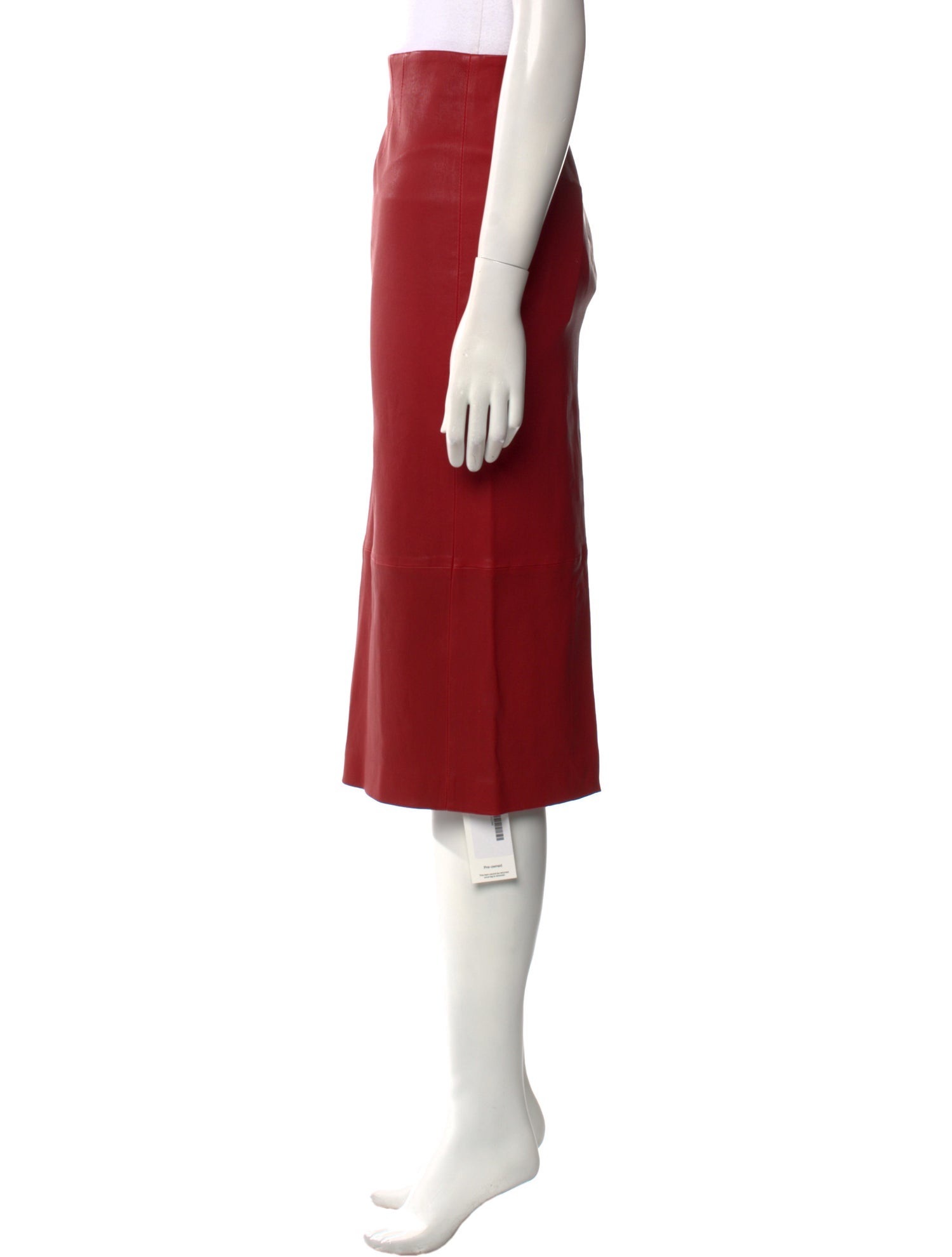 Veronica Beard Lamb Leather Knee-Length Skirt