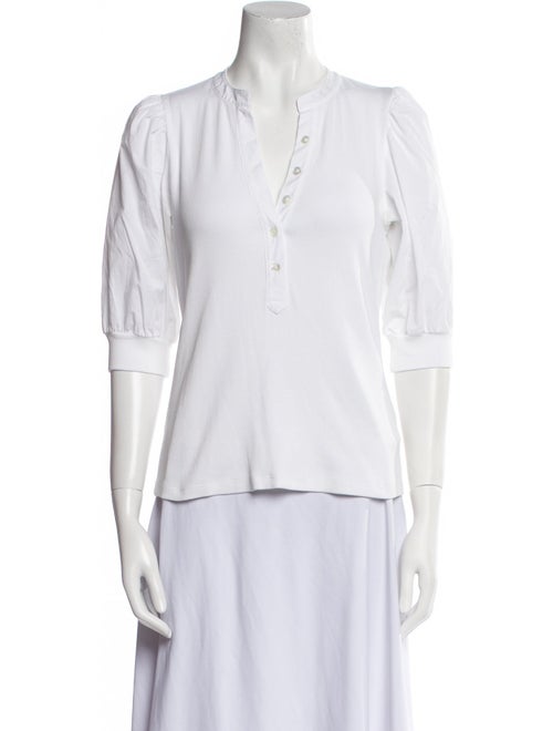 Veronica Beard V-Neck Three-Quarter Sleeve Polo