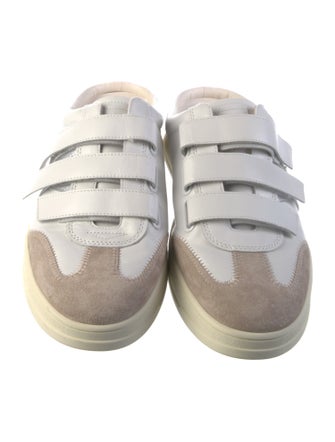 Veronica Beard Embossed Leather Whipstitch Trim Mules