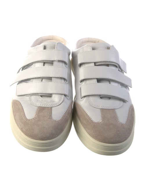 Veronica Beard Embossed Leather Whipstitch Trim Mules