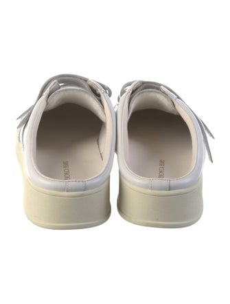 Veronica Beard Embossed Leather Whipstitch Trim Mules