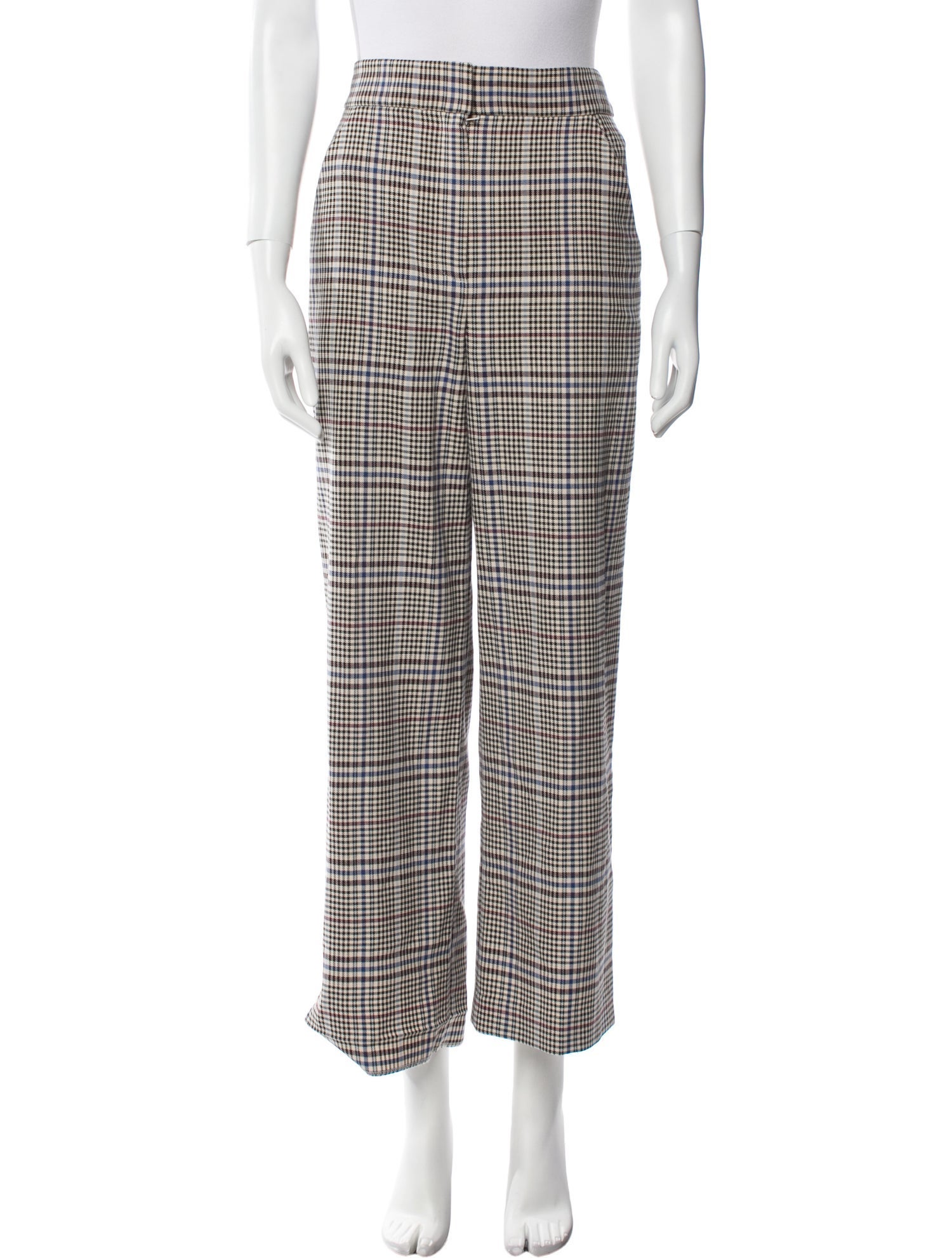Veronica Beard Plaid Print Wide Leg Pants