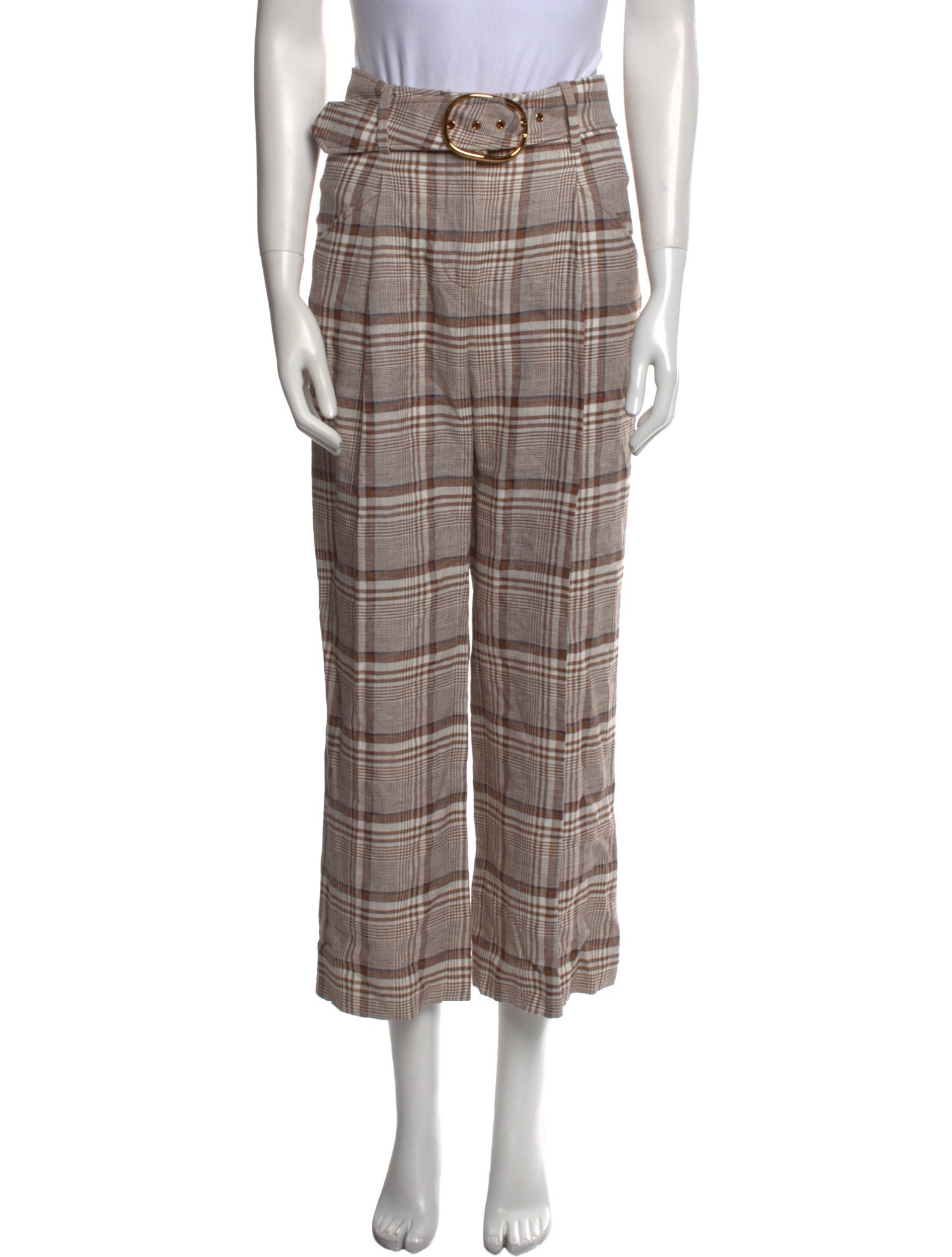 Veronica Beard Plaid Print Straight Leg Pants