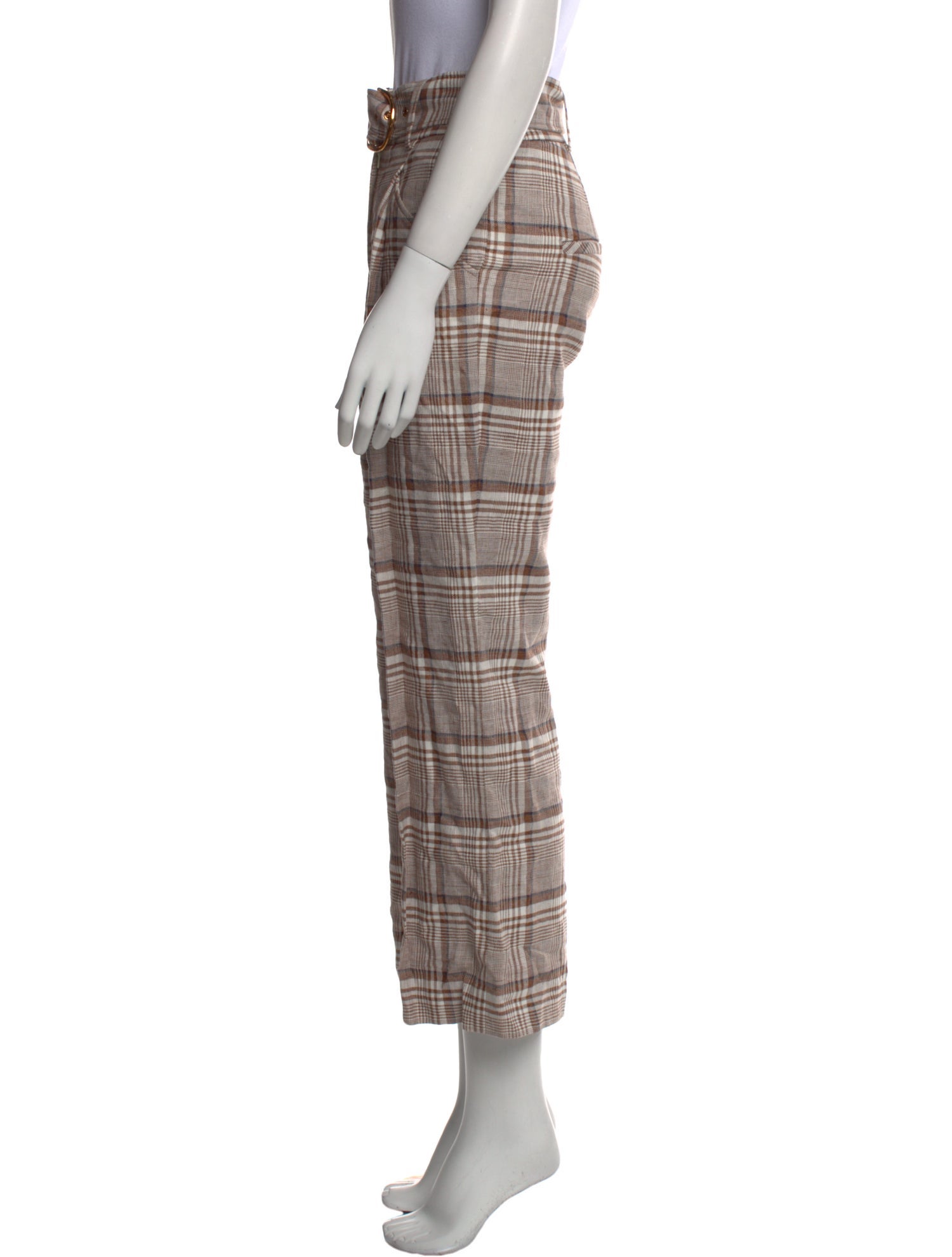 Veronica Beard Plaid Print Straight Leg Pants