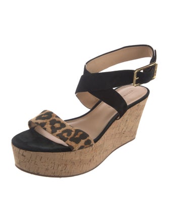 Veronica Beard Suede Animal Print Sandals