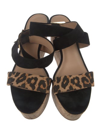 Veronica Beard Suede Animal Print Sandals