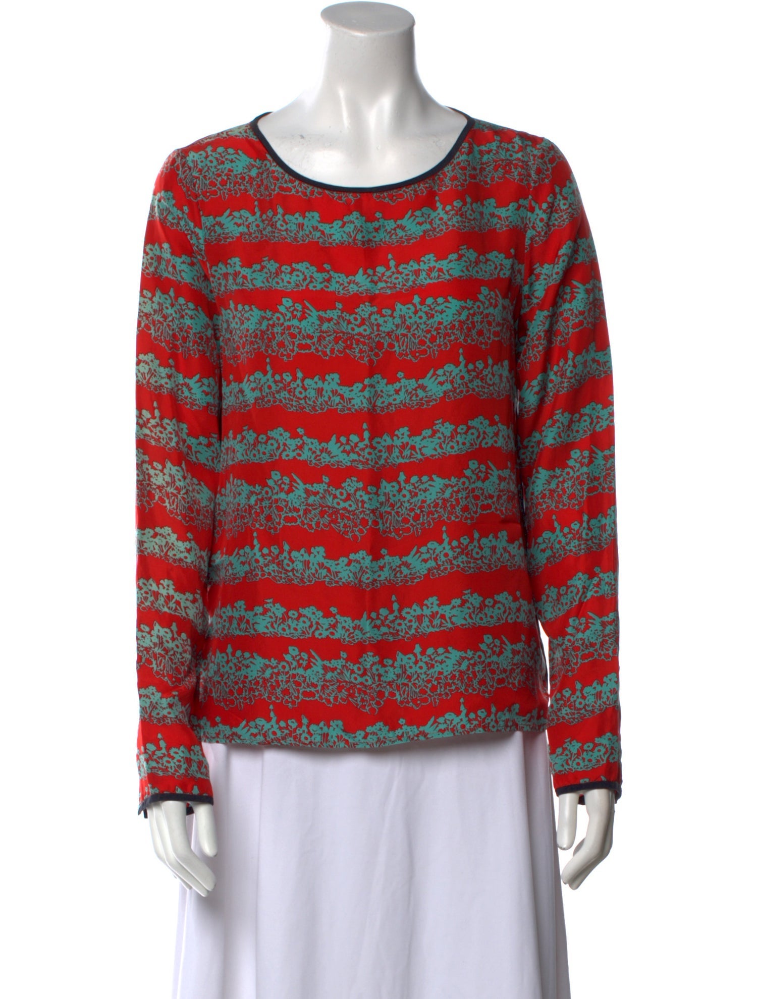 Veronica Beard Printed Bateau Neckline Blouse