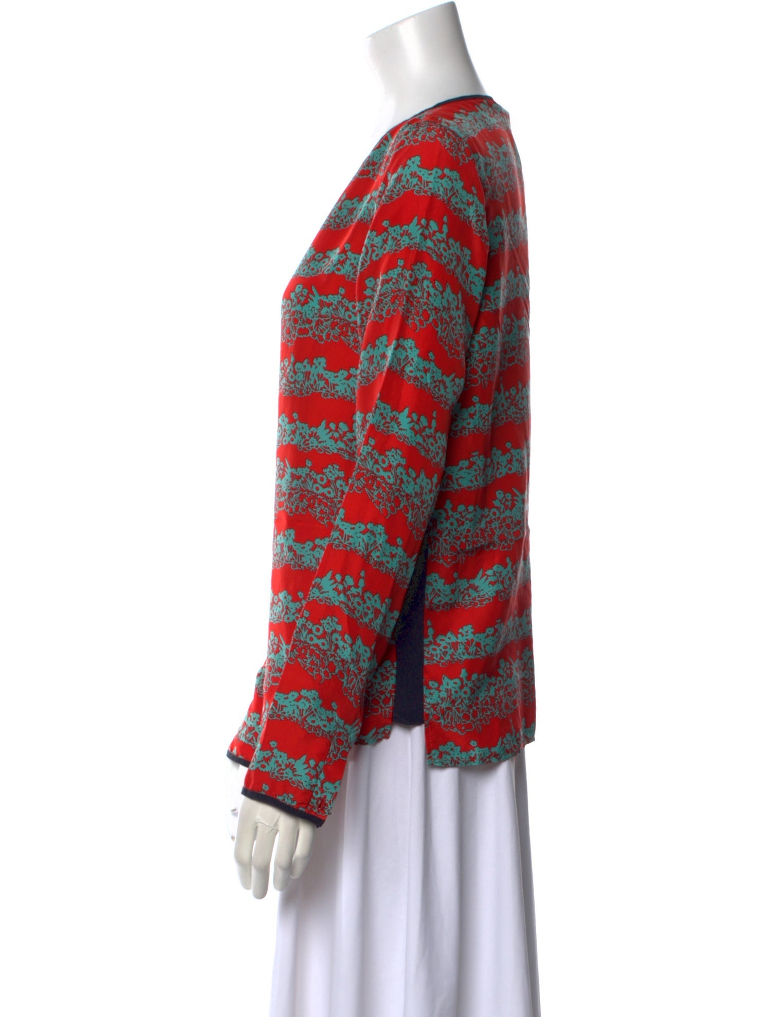 Veronica Beard Printed Bateau Neckline Blouse