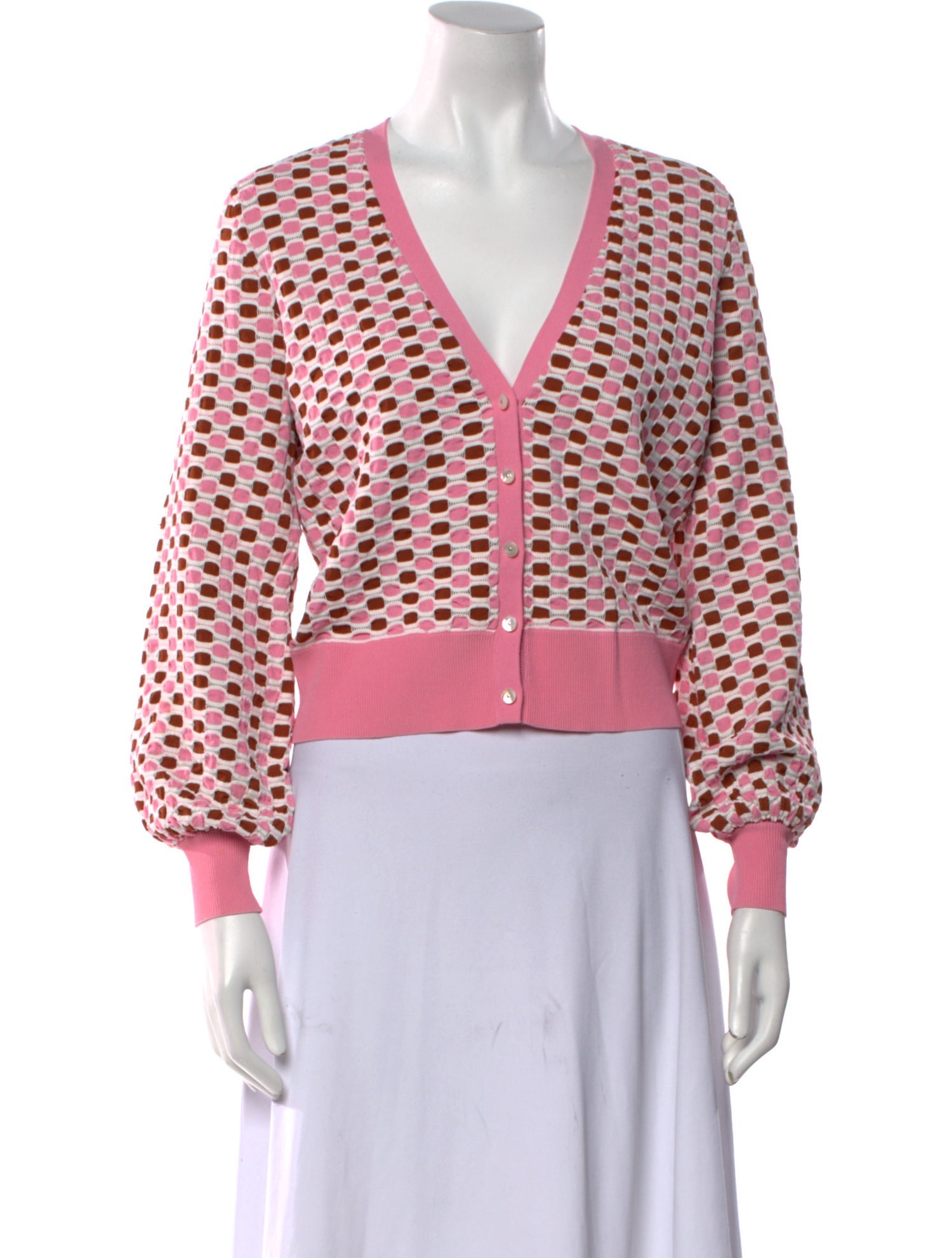 Veronica Beard Printed V-Neck Sweater