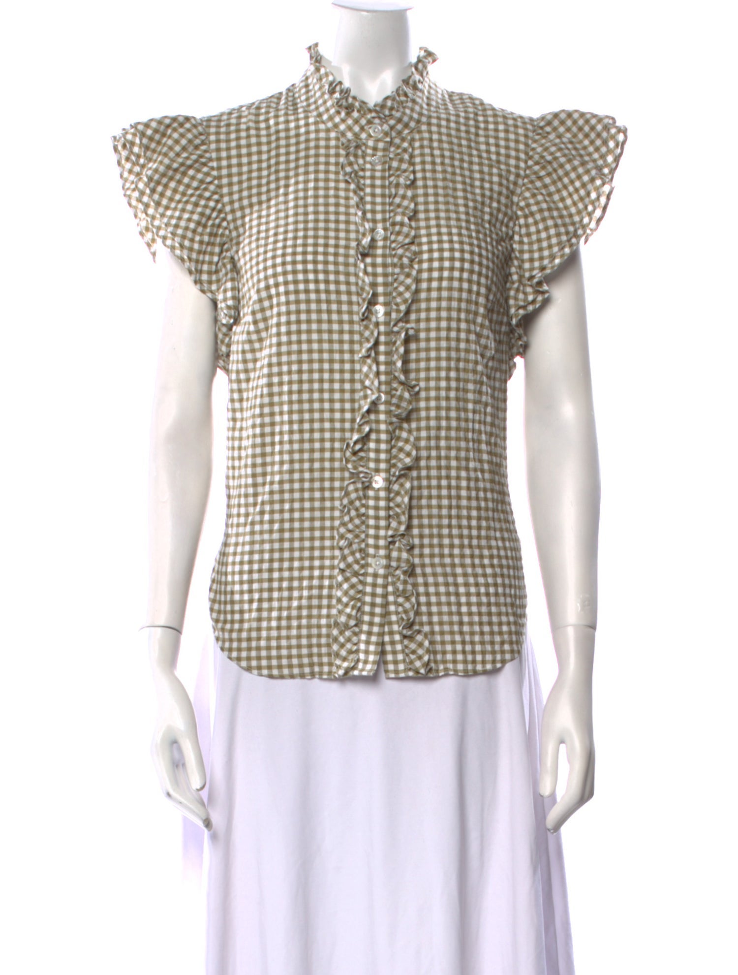 Veronica Beard Plaid Print Short Sleeve Button-Up Top w/ Tags