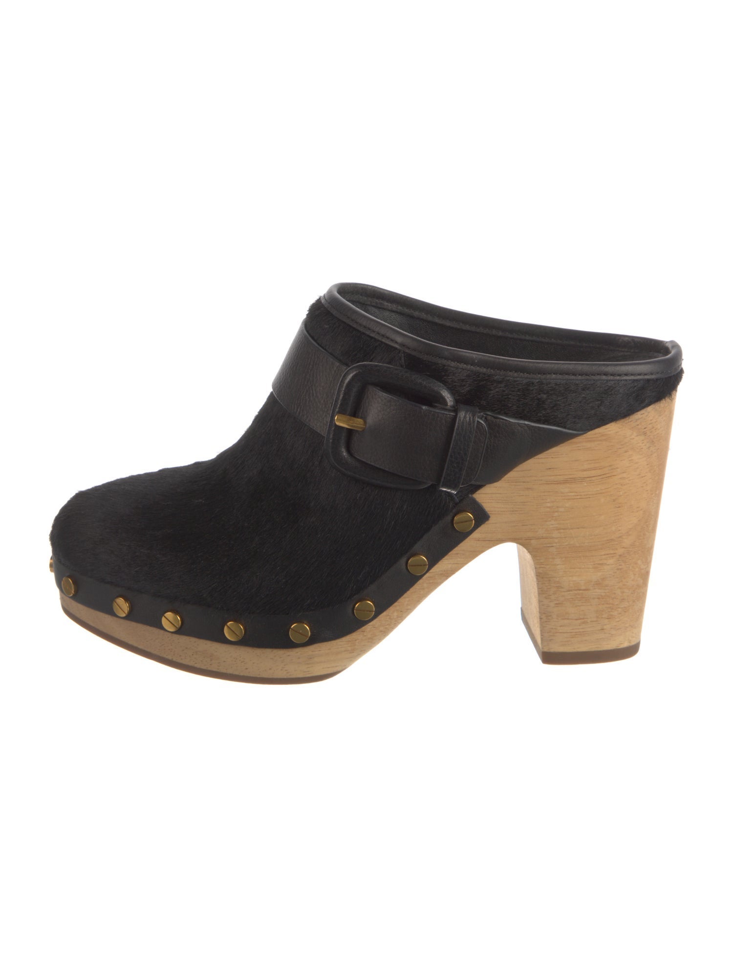 Veronica Beard Ponyhair Studded Accents Mules