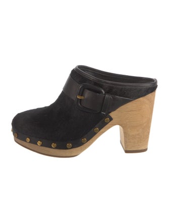 Veronica Beard Ponyhair Studded Accents Mules