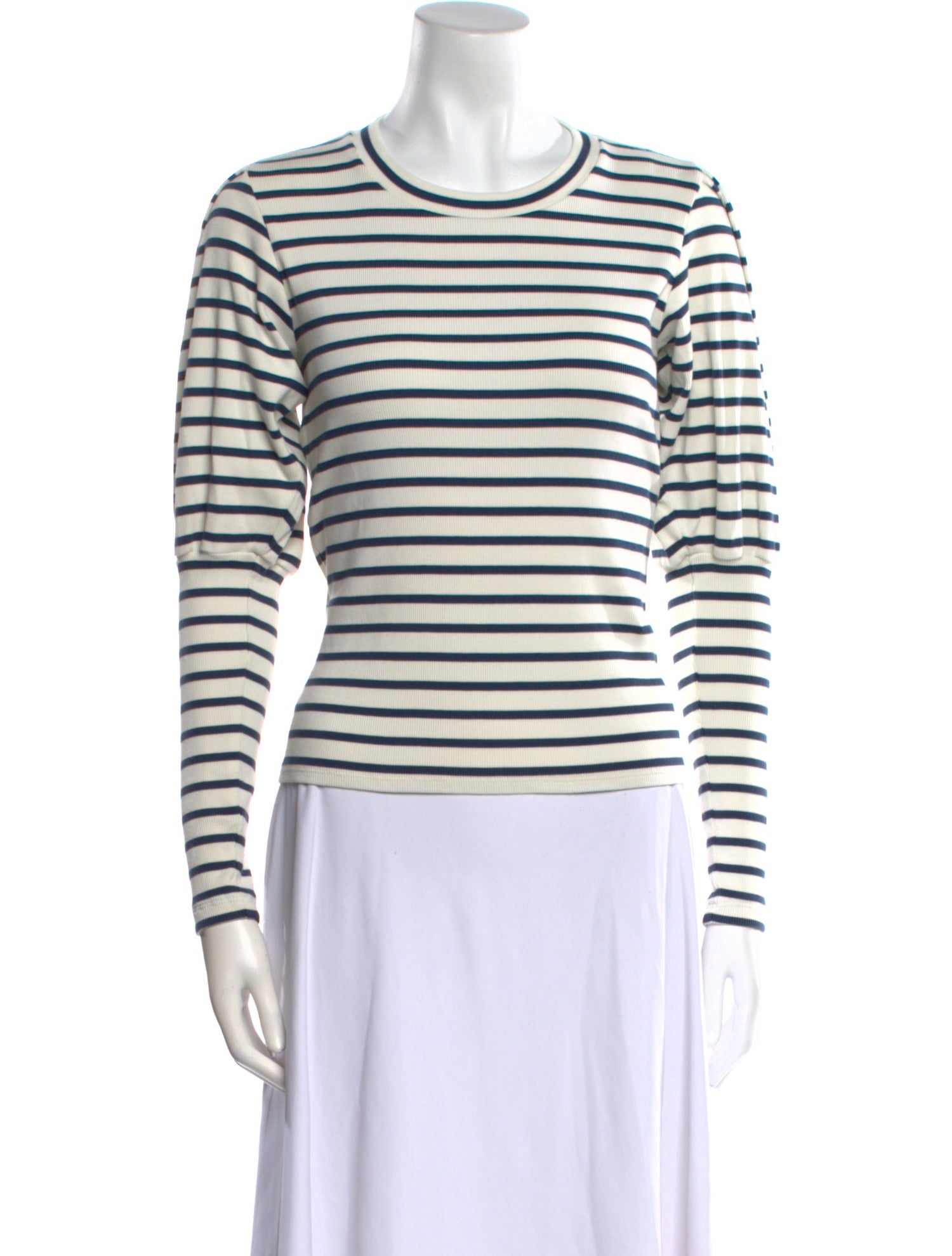 Veronica Beard Striped Crew Neck Top