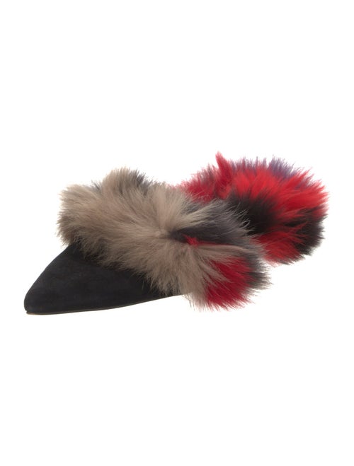 Veronica Beard Suede Fur Trim Mules