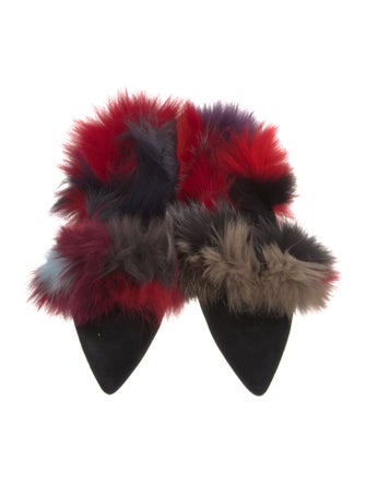 Veronica Beard Suede Fur Trim Mules