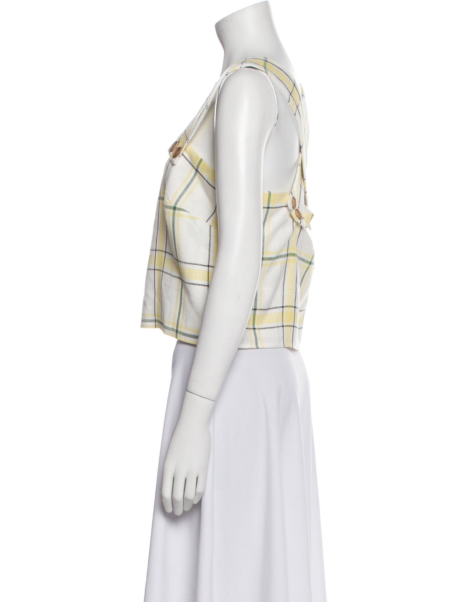 Veronica Beard Plaid Print Square Neckline Crop Top w/ Tags