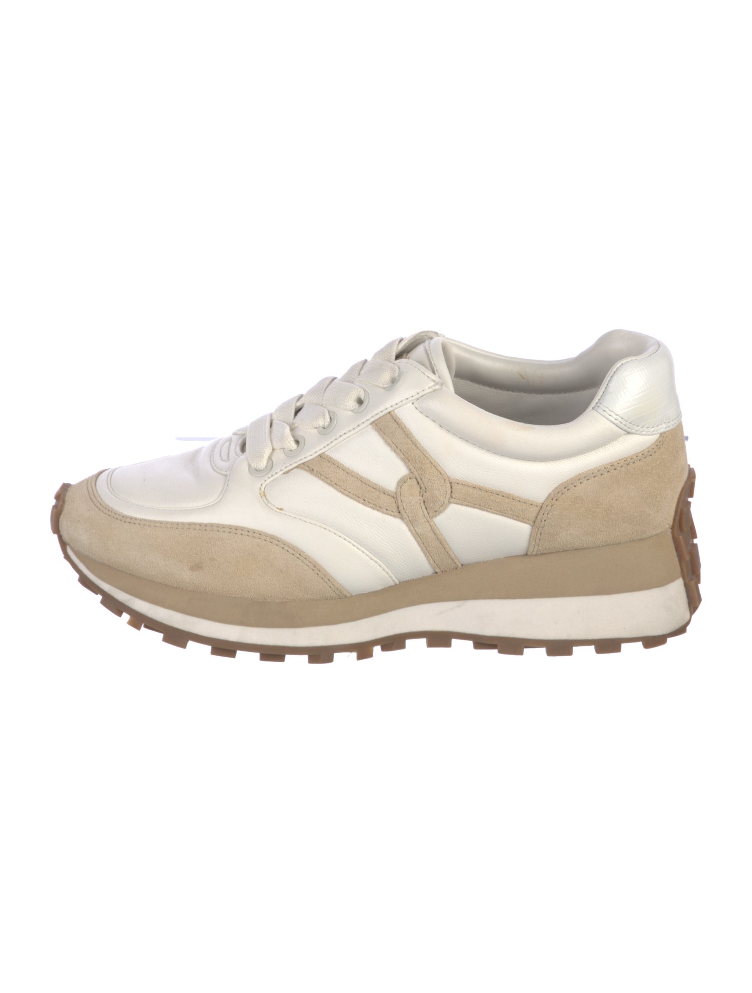 Veronica Beard Leather Colorblock Pattern Chunky Sneakers