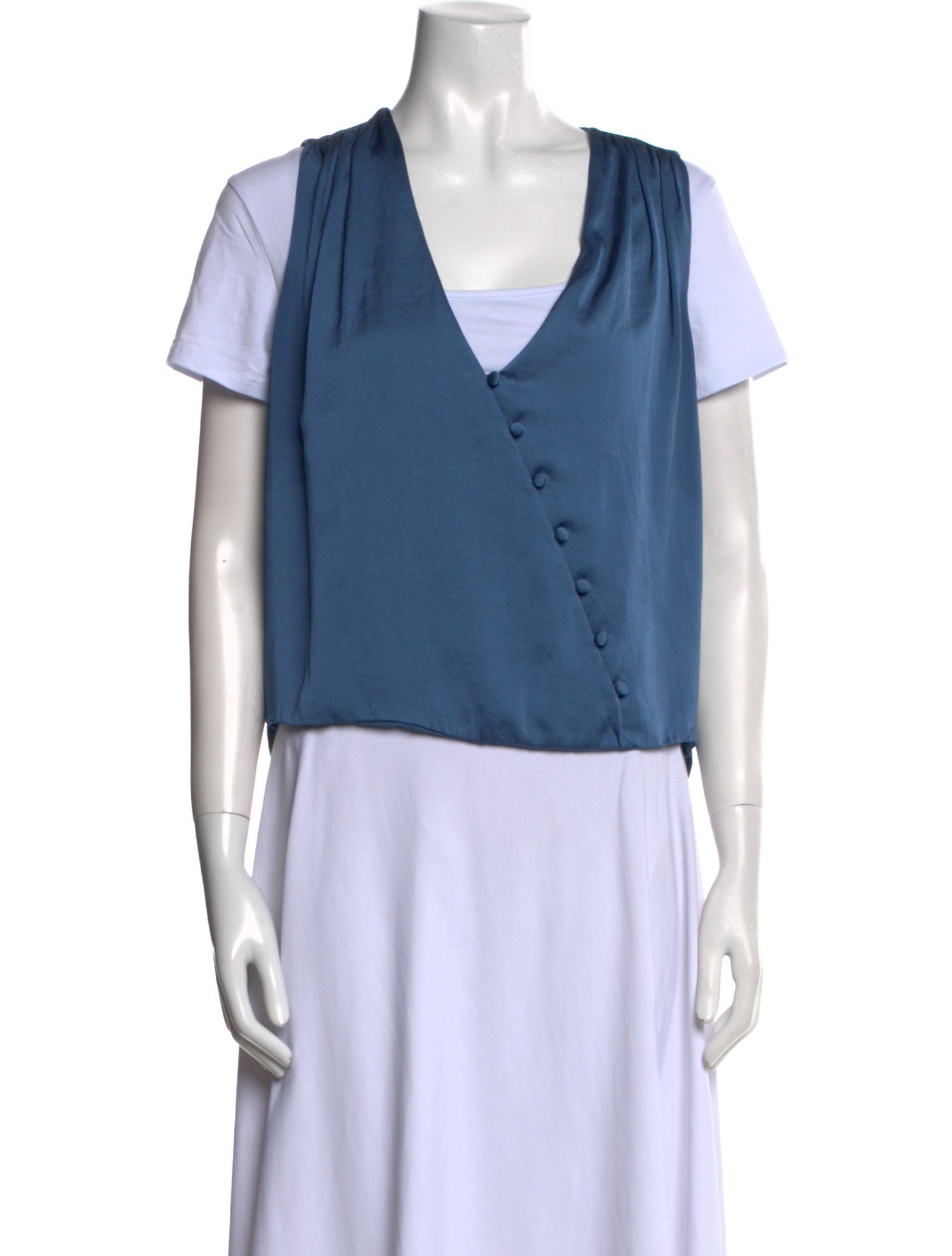 Veronica Beard V-Neck Short Sleeve Blouse