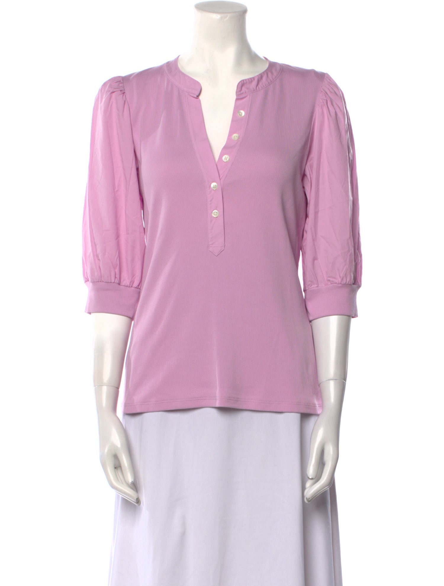 Veronica Beard V-Neck Three-Quarter Sleeve Blouse