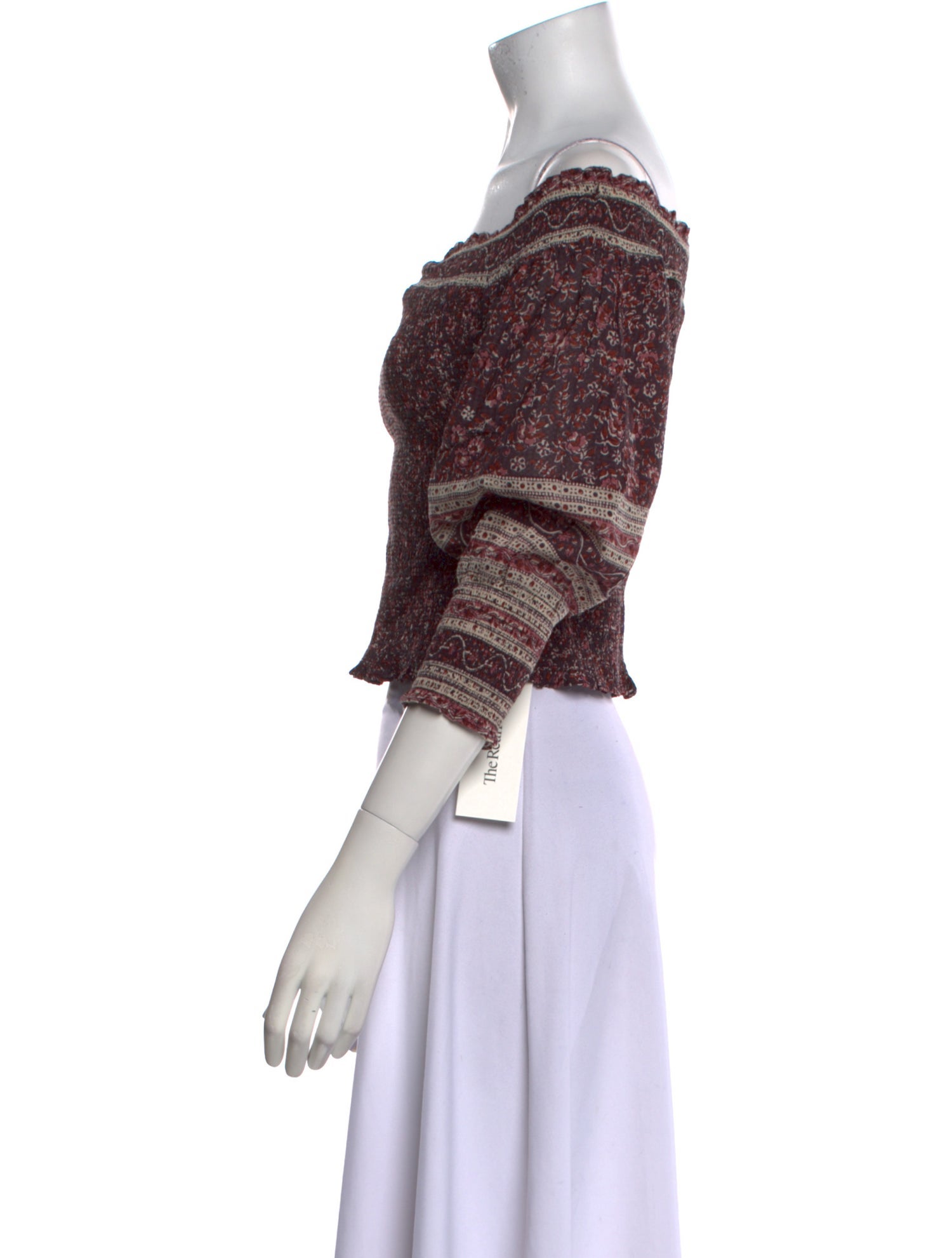 Veronica Beard Scoop Neck Three-Quarter Sleeve Crop Top