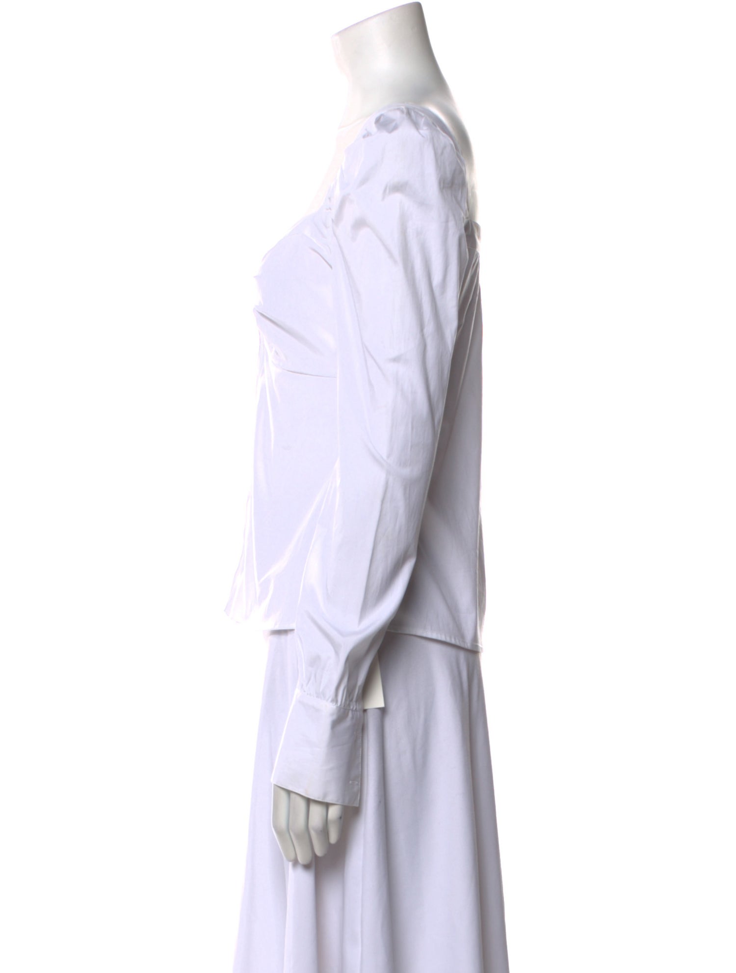 Veronica Beard Square Neckline Long Sleeve Button-Up Top