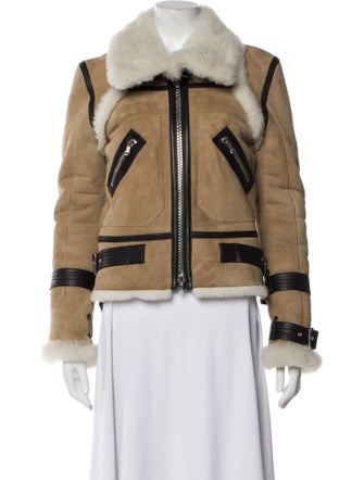 Veronica Beard Lamb Leather Colorblock Pattern Biker Jacket