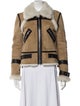 Veronica Beard Lamb Leather Colorblock Pattern Biker Jacket