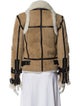 Veronica Beard Lamb Leather Colorblock Pattern Biker Jacket