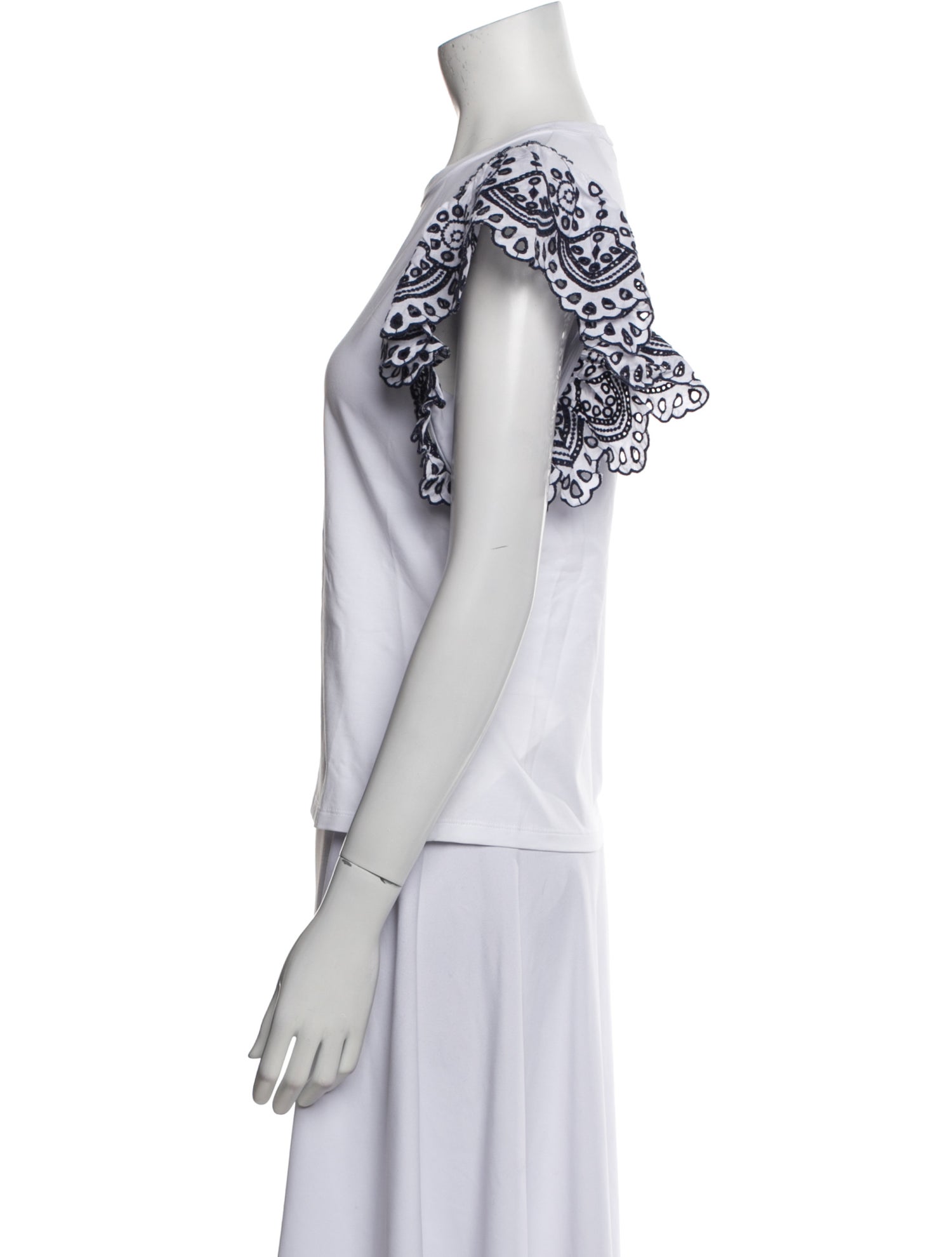 Veronica Beard Lace Pattern Crew Neck Blouse