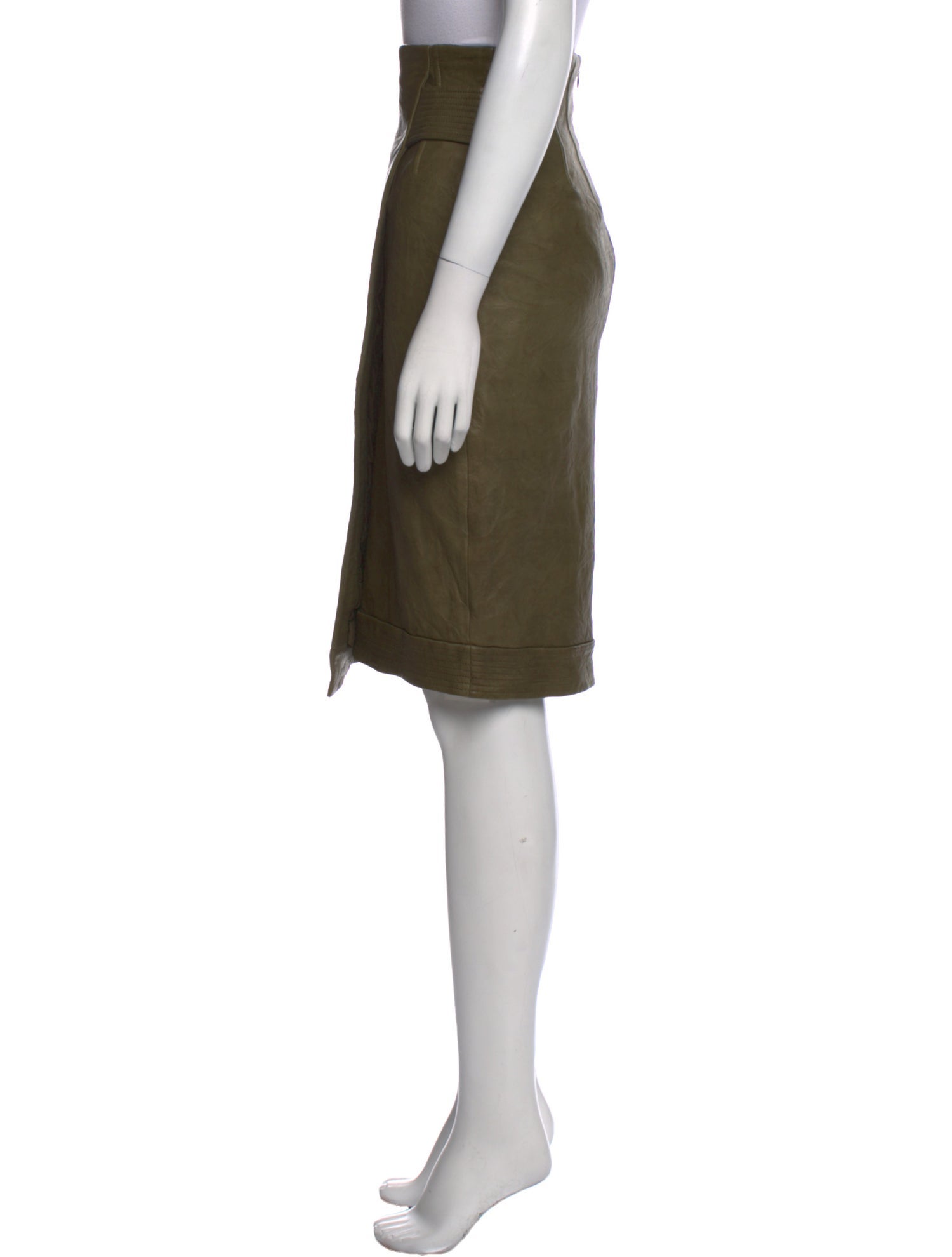 Veronica Beard Leather Knee-Length Skirt