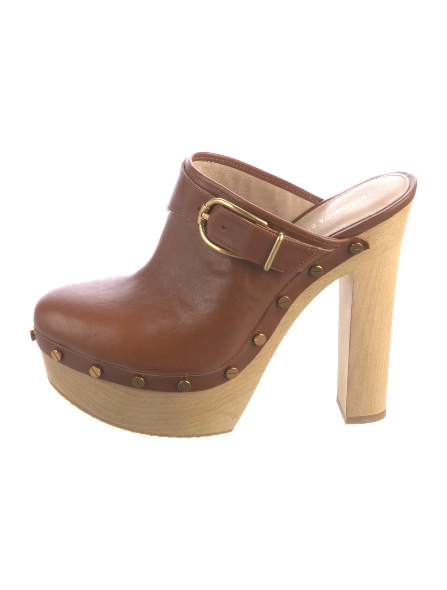 Veronica Beard Leather Studded Accents Mules