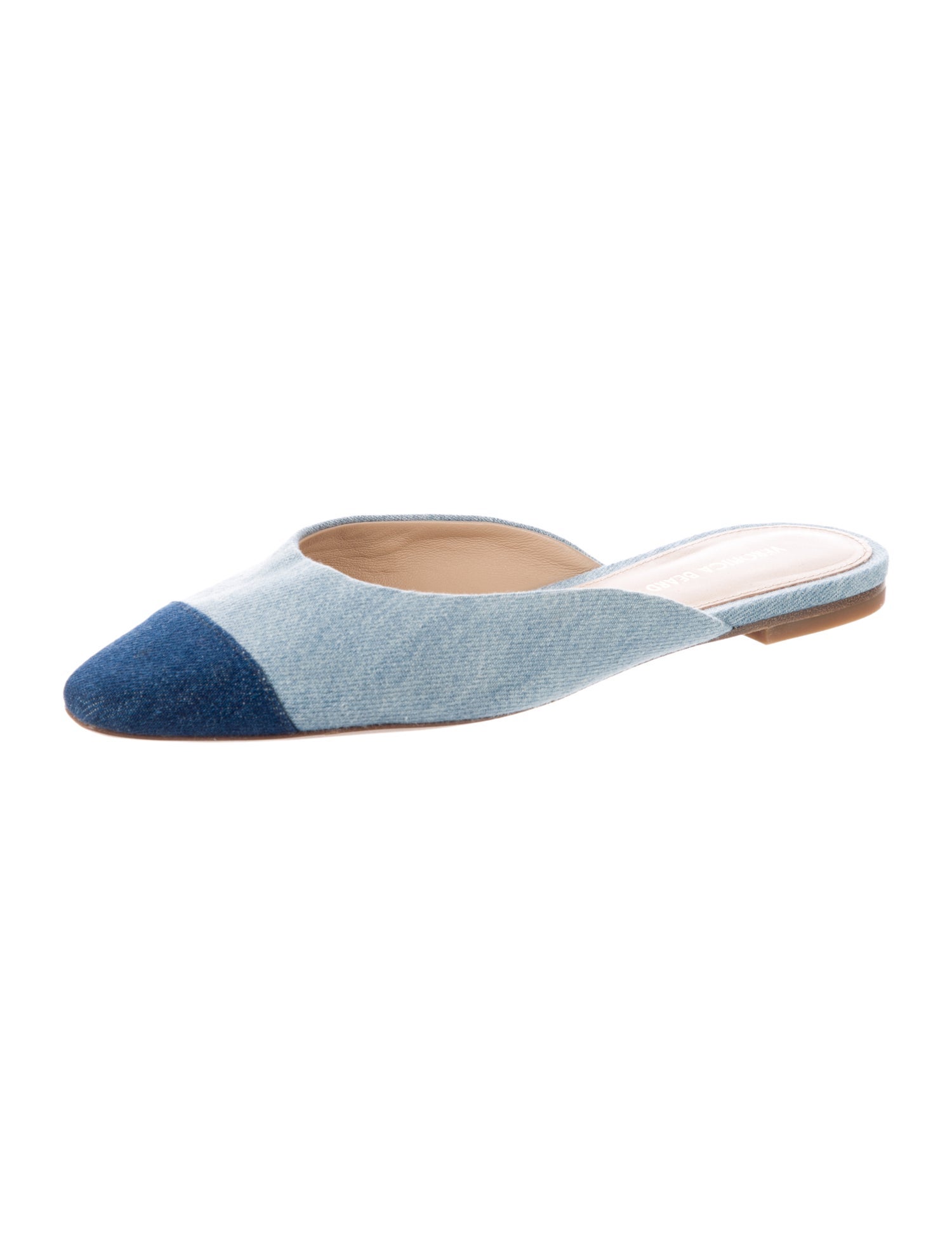 Veronica Beard Denim Colorblock Pattern Mules