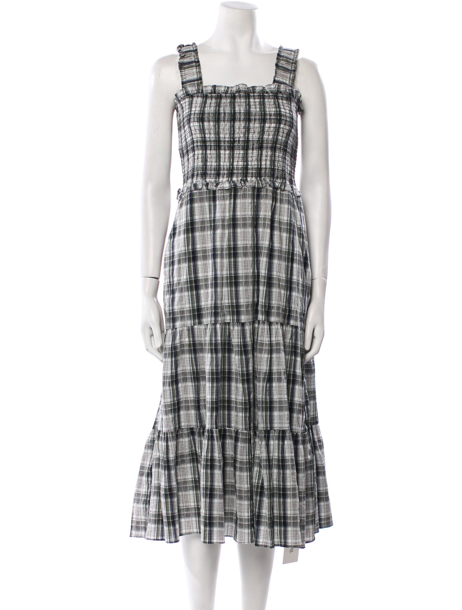Veronica Beard Plaid Print Midi Length Dress