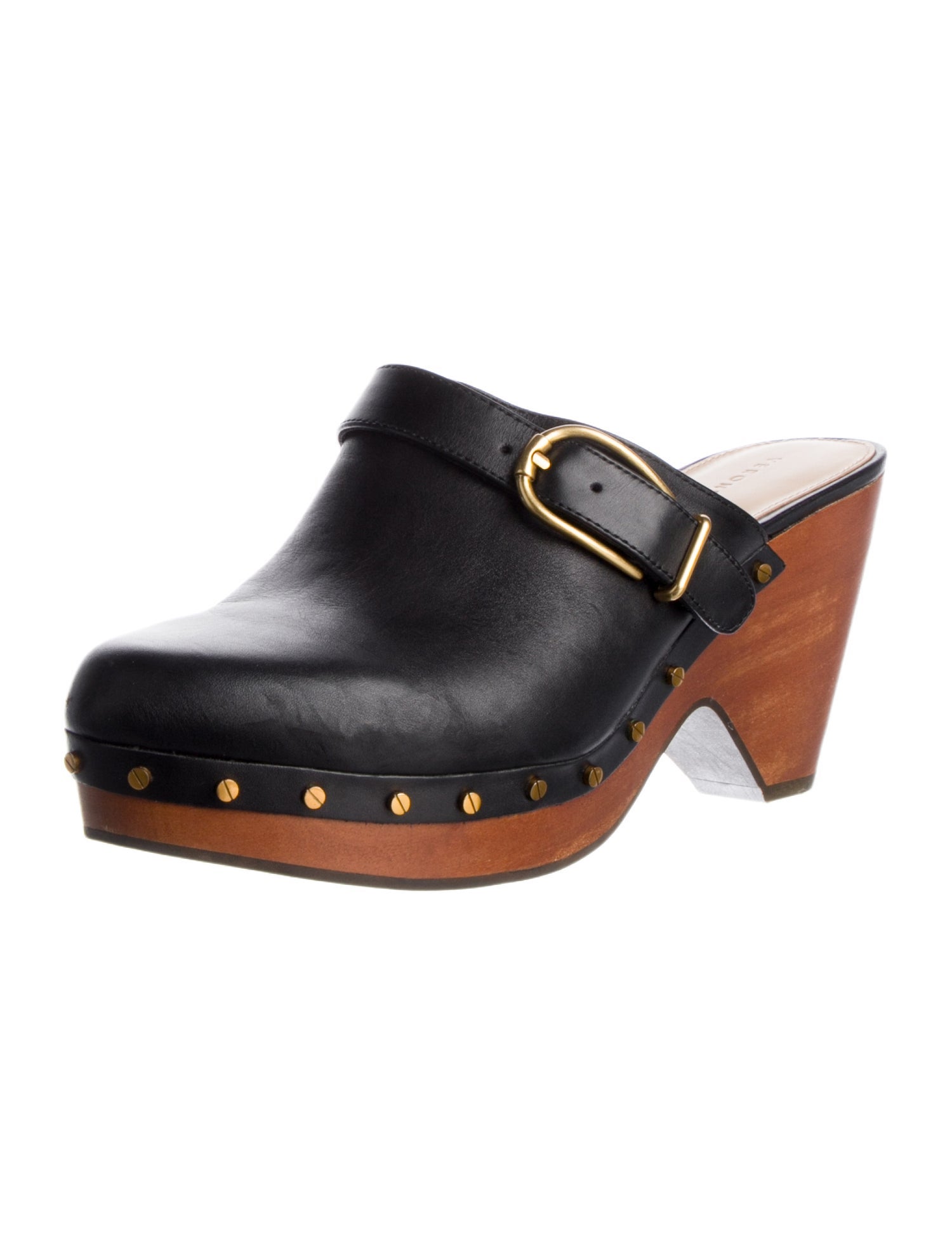 Veronica Beard Leather Studded Accents Mules