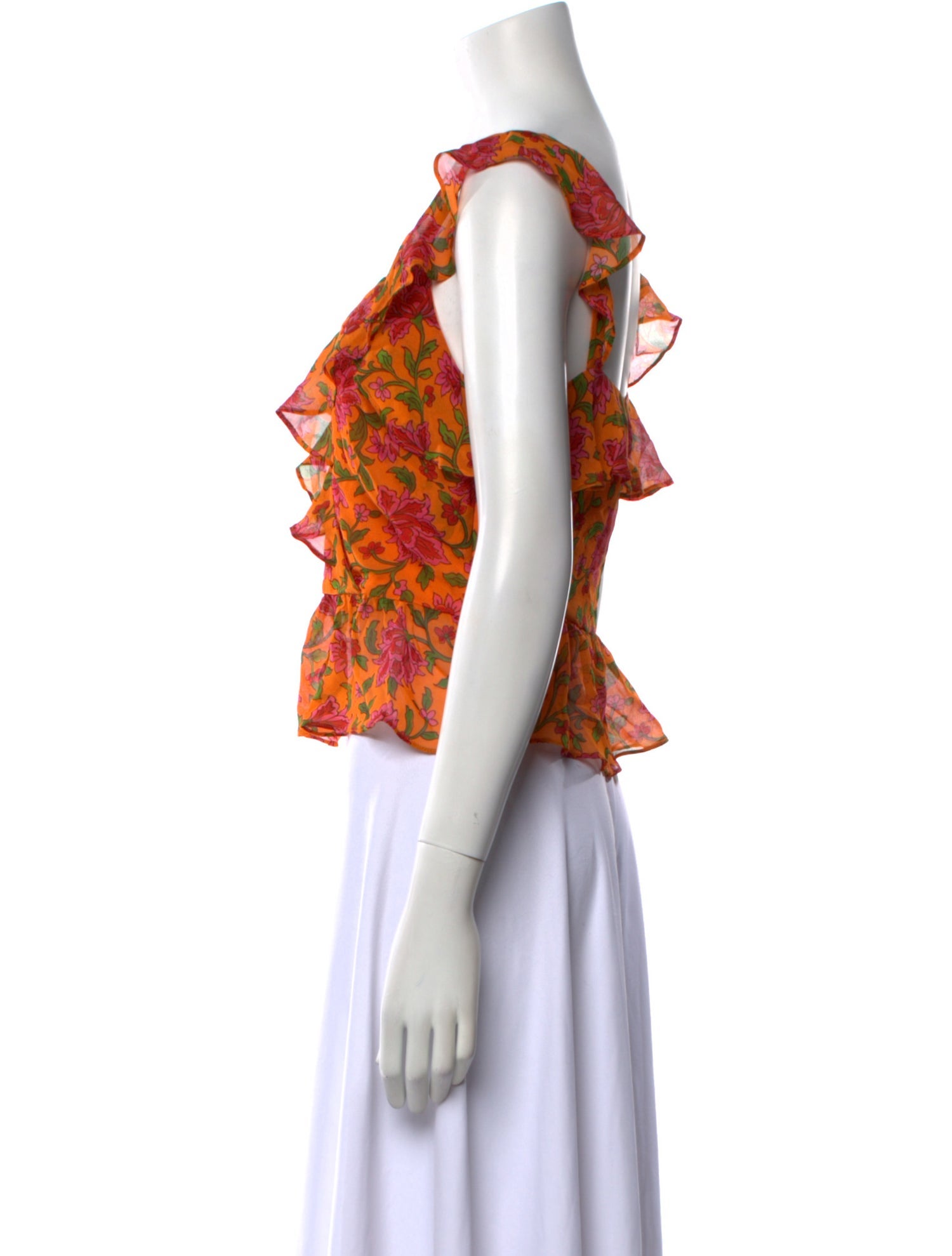 Veronica Beard Silk Floral Print Crop Top