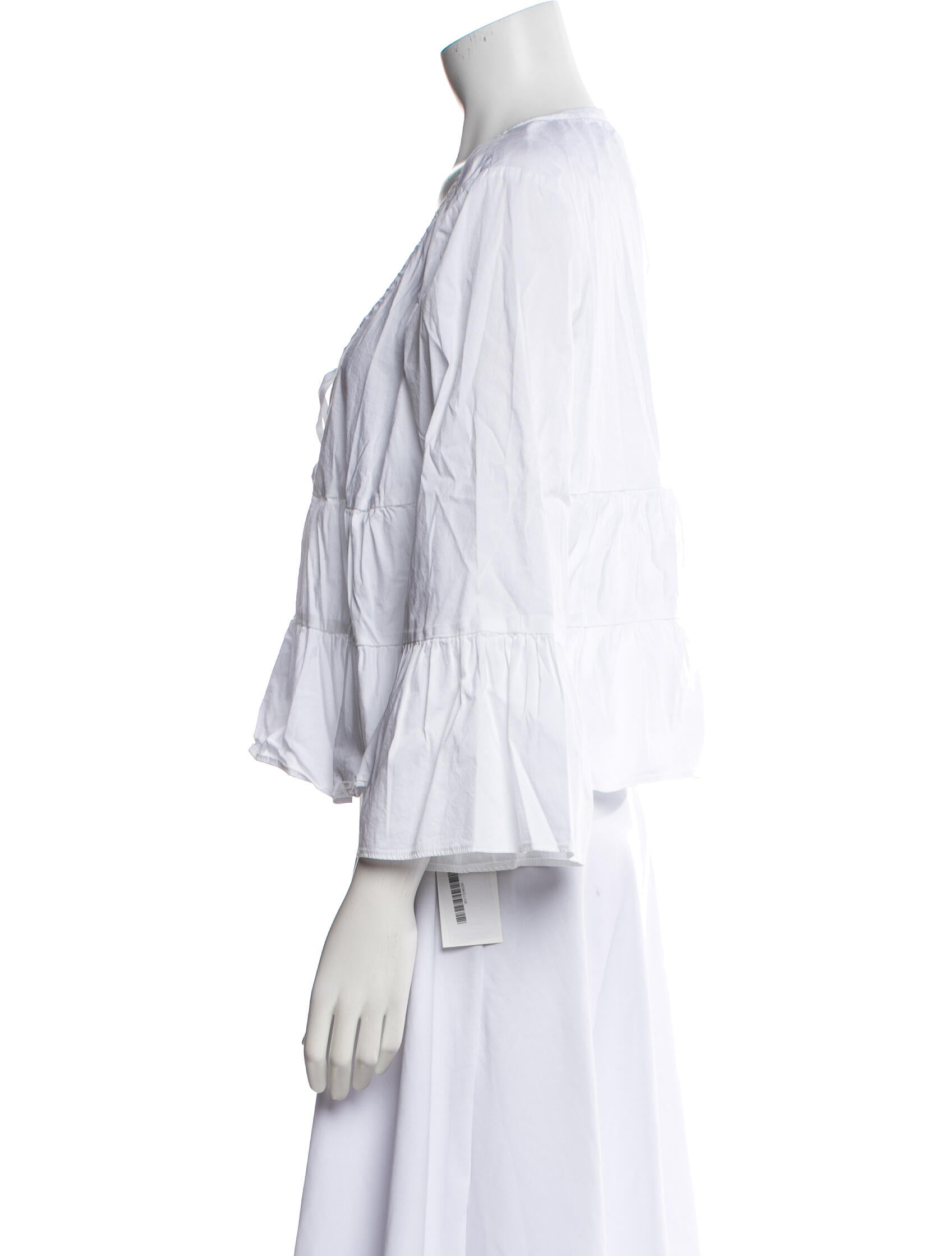 Veronica Beard V-Neck Three-Quarter Sleeve Crop Top