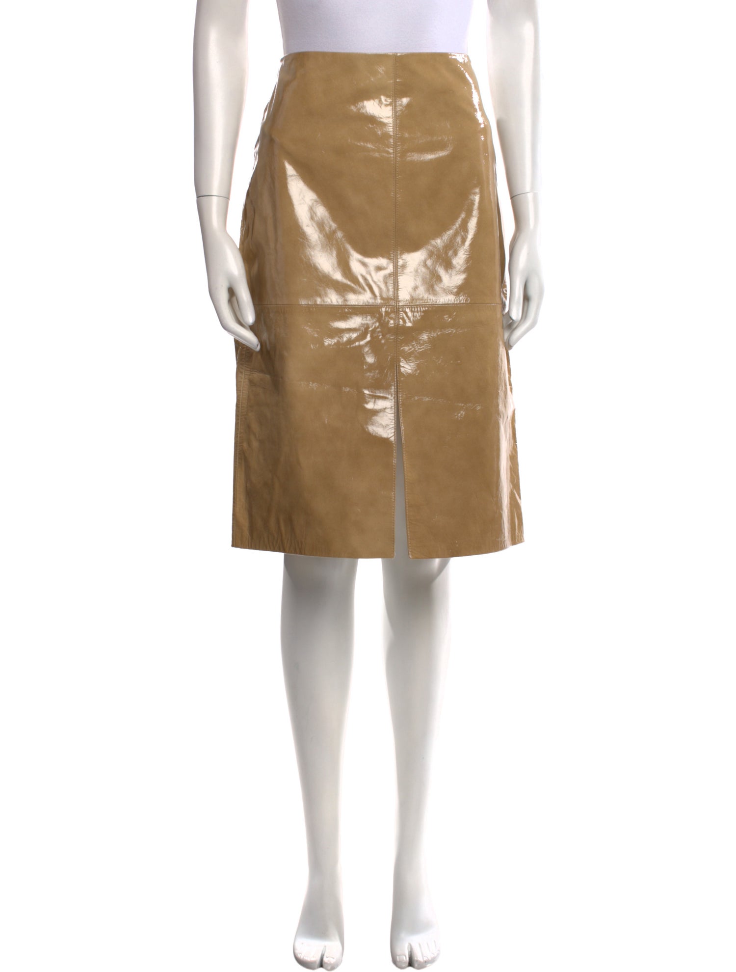 Veronica Beard Lamb Leather Knee-Length Skirt