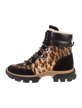Veronica Beard Ponyhair Animal Print Combat Boots