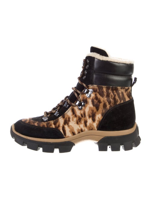 Veronica Beard Ponyhair Animal Print Combat Boots