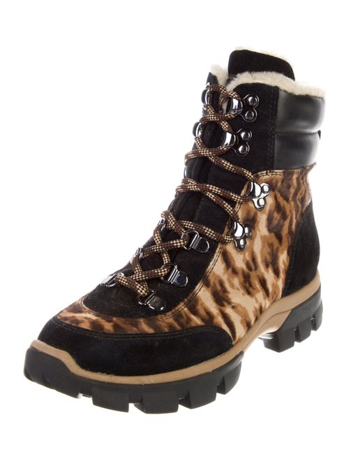 Veronica Beard Ponyhair Animal Print Combat Boots