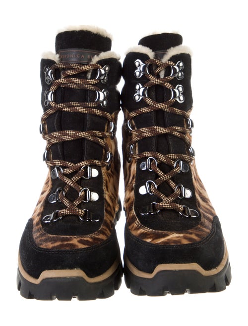 Veronica Beard Ponyhair Animal Print Combat Boots