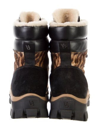Veronica Beard Ponyhair Animal Print Combat Boots