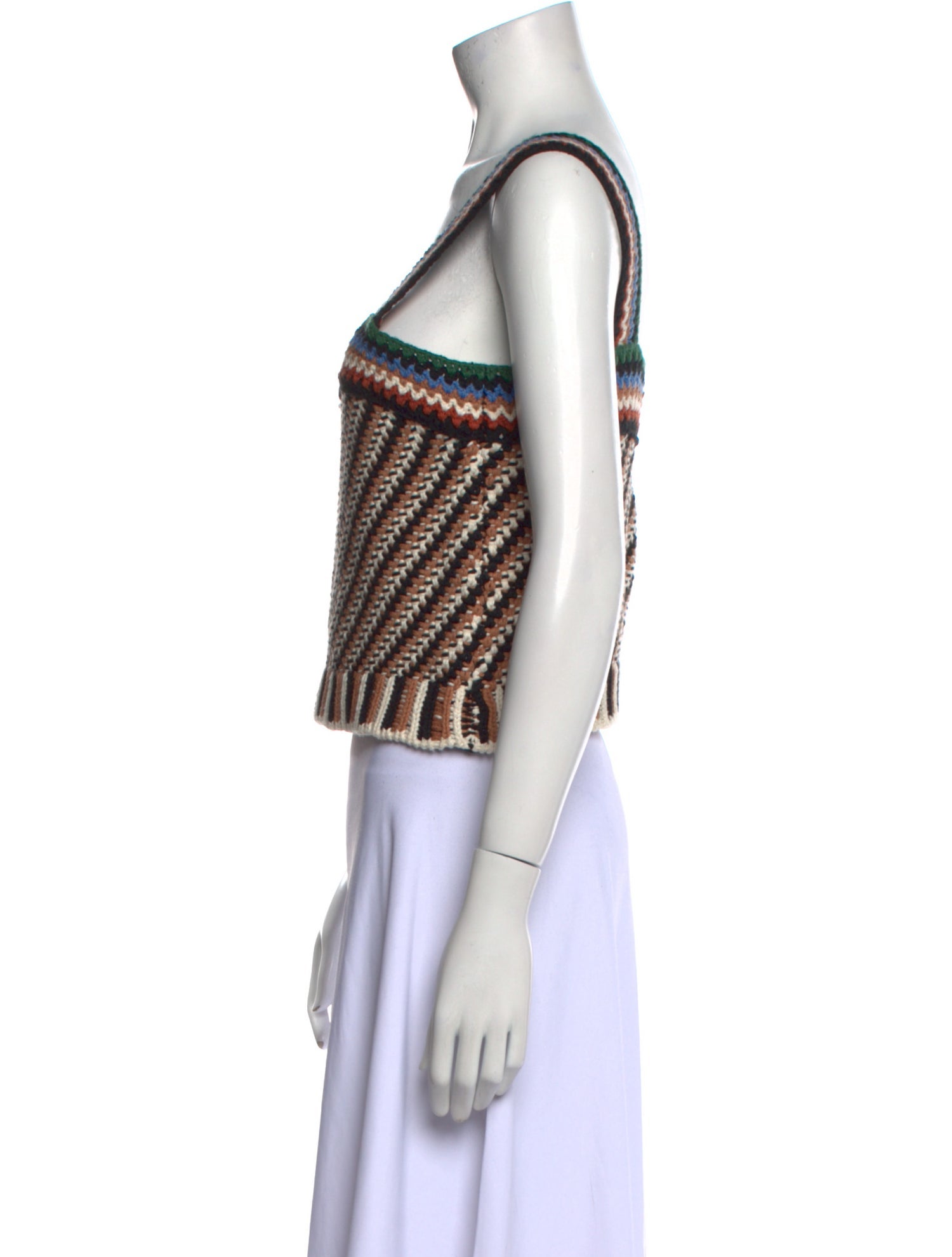 Veronica Beard Striped Square Neckline Crop Top