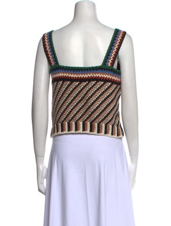 Veronica Beard Striped Square Neckline Crop Top