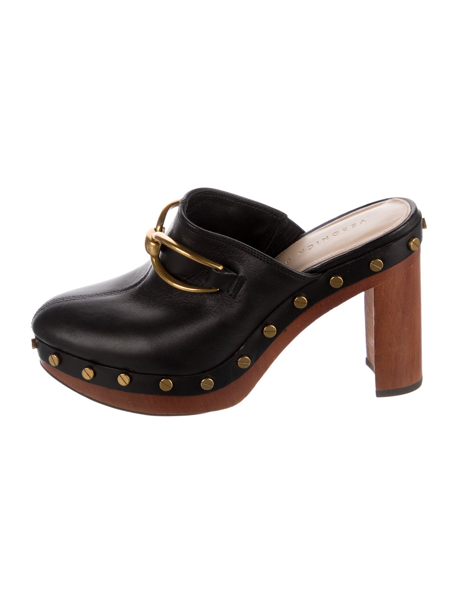 Veronica Beard Leather Studded Accents Mules