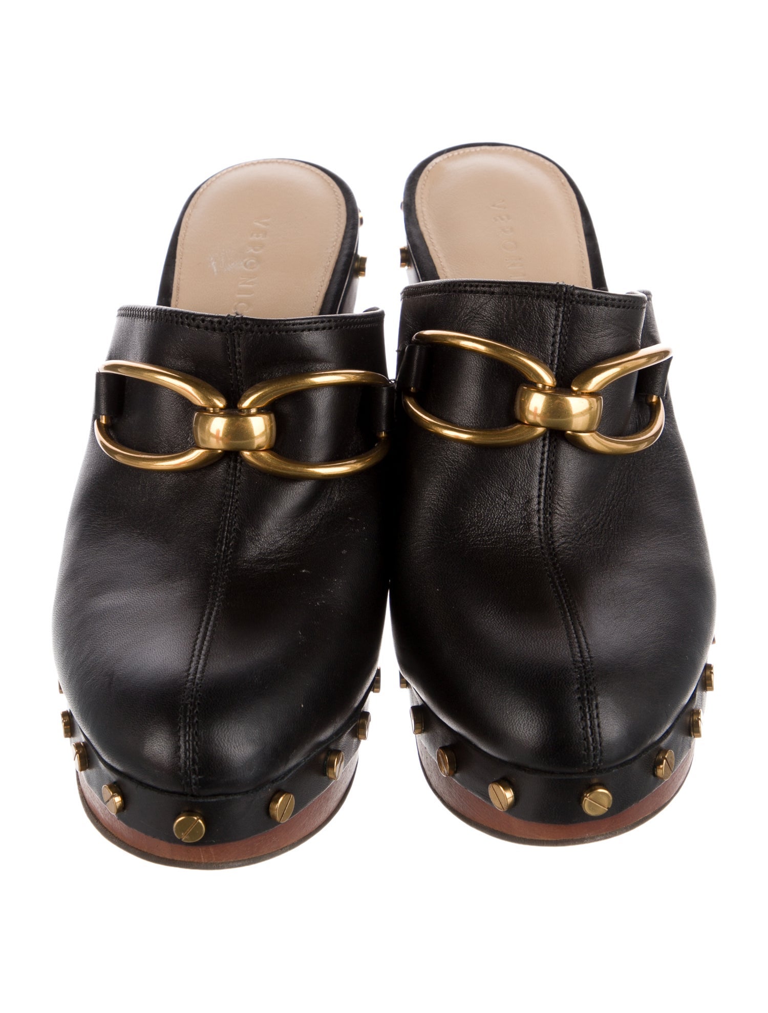 Veronica Beard Leather Studded Accents Mules