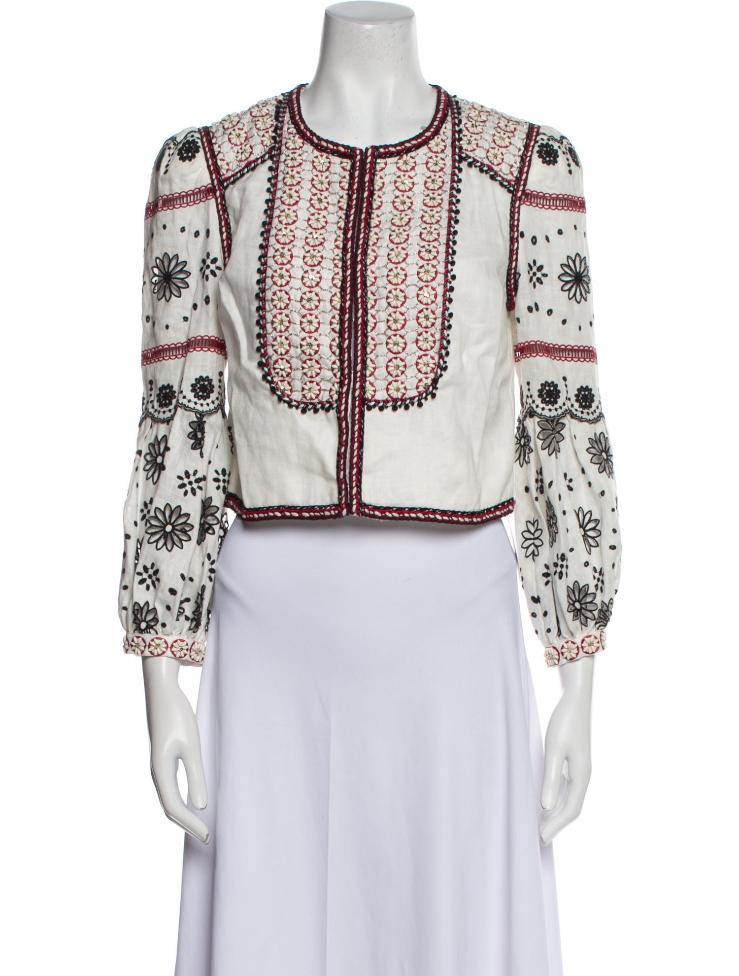 Veronica Beard Linen Floral Print Evening Jacket