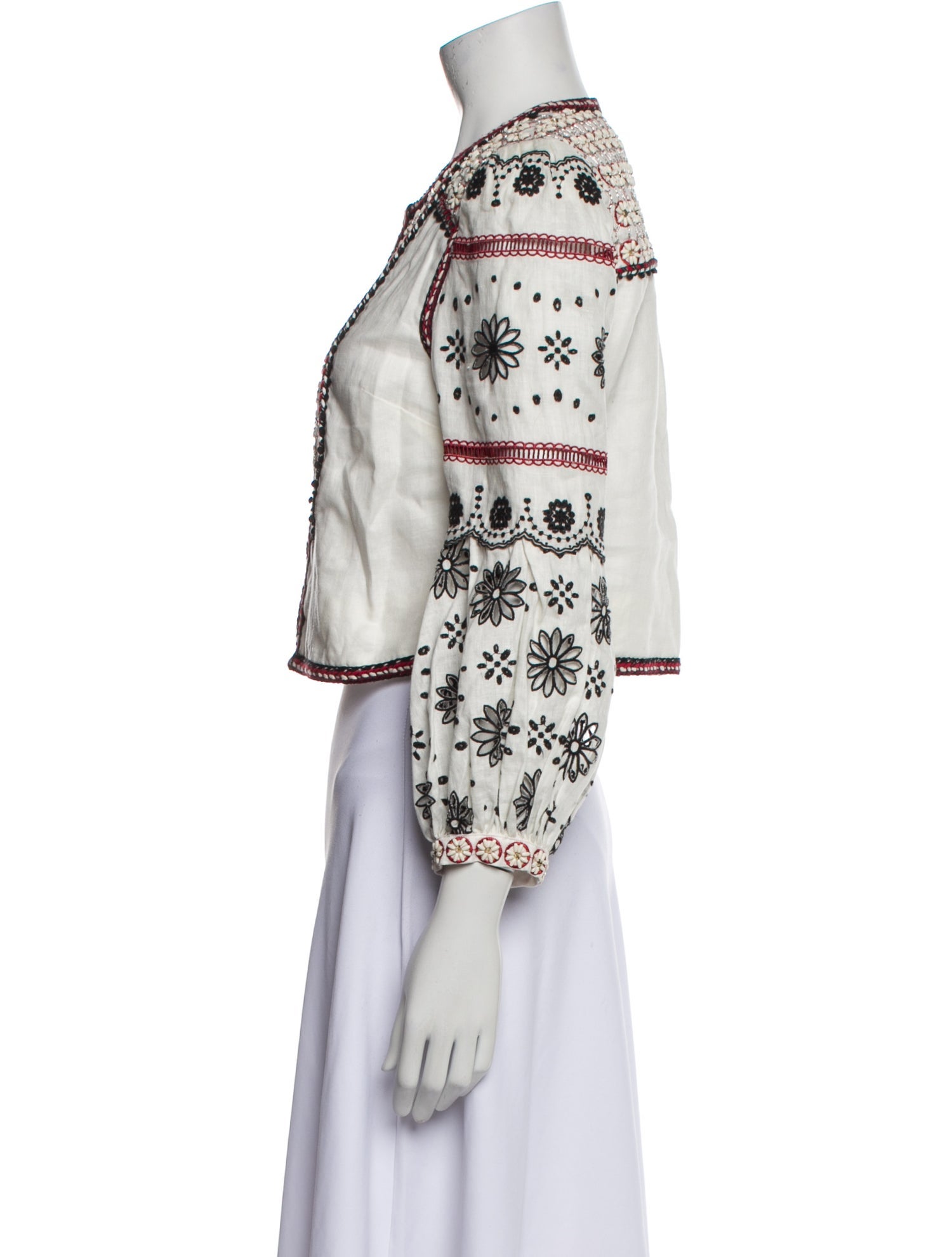 Veronica Beard Linen Floral Print Evening Jacket